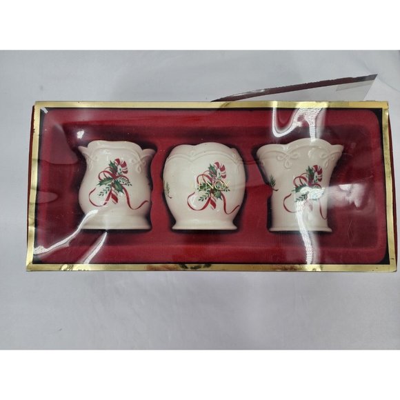 Lenox Winter Greetings Votive Candle Holders Set of 3 Holly Candy Cane - Picture 8 of 11